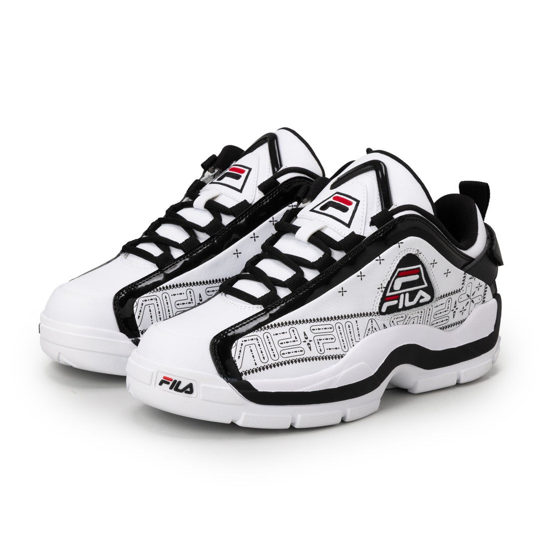 FILA Grant Hill 2 Low Pure White Black Chinese Red FM0101020100-48 Unisex Size