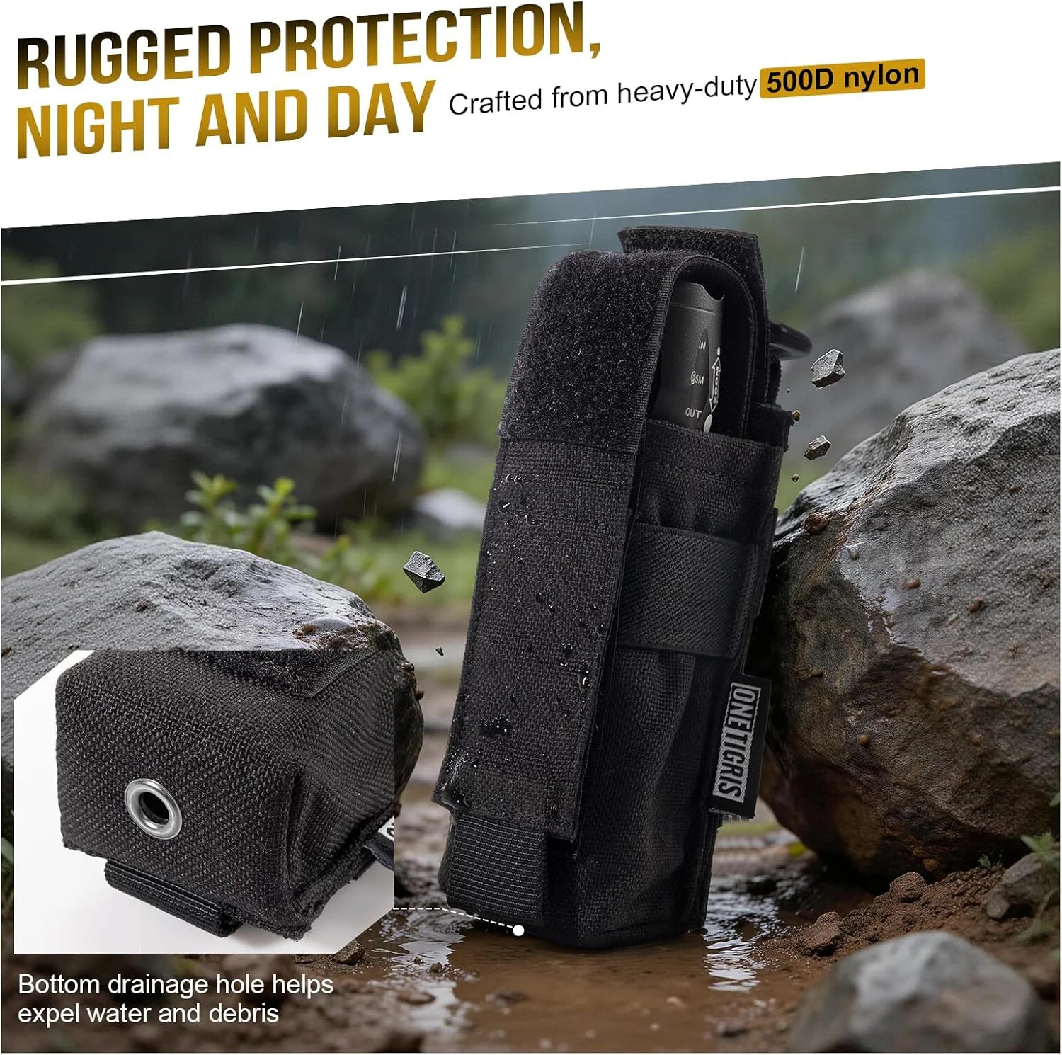 OneTigris Flashlight Holster Flashlight Holder Molle Flashlight Holster Tactical