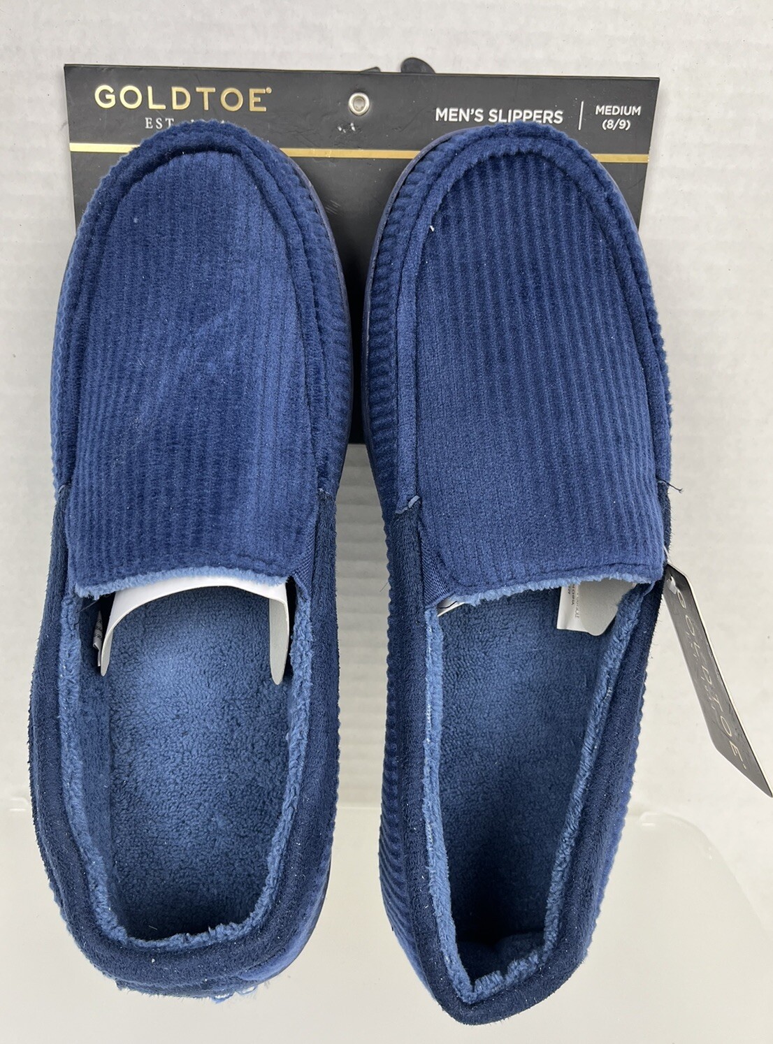 GOLDTOE Men's Indoor/Outdoor Slippers Adult Size Medium 8/9 Navy Blue NWT