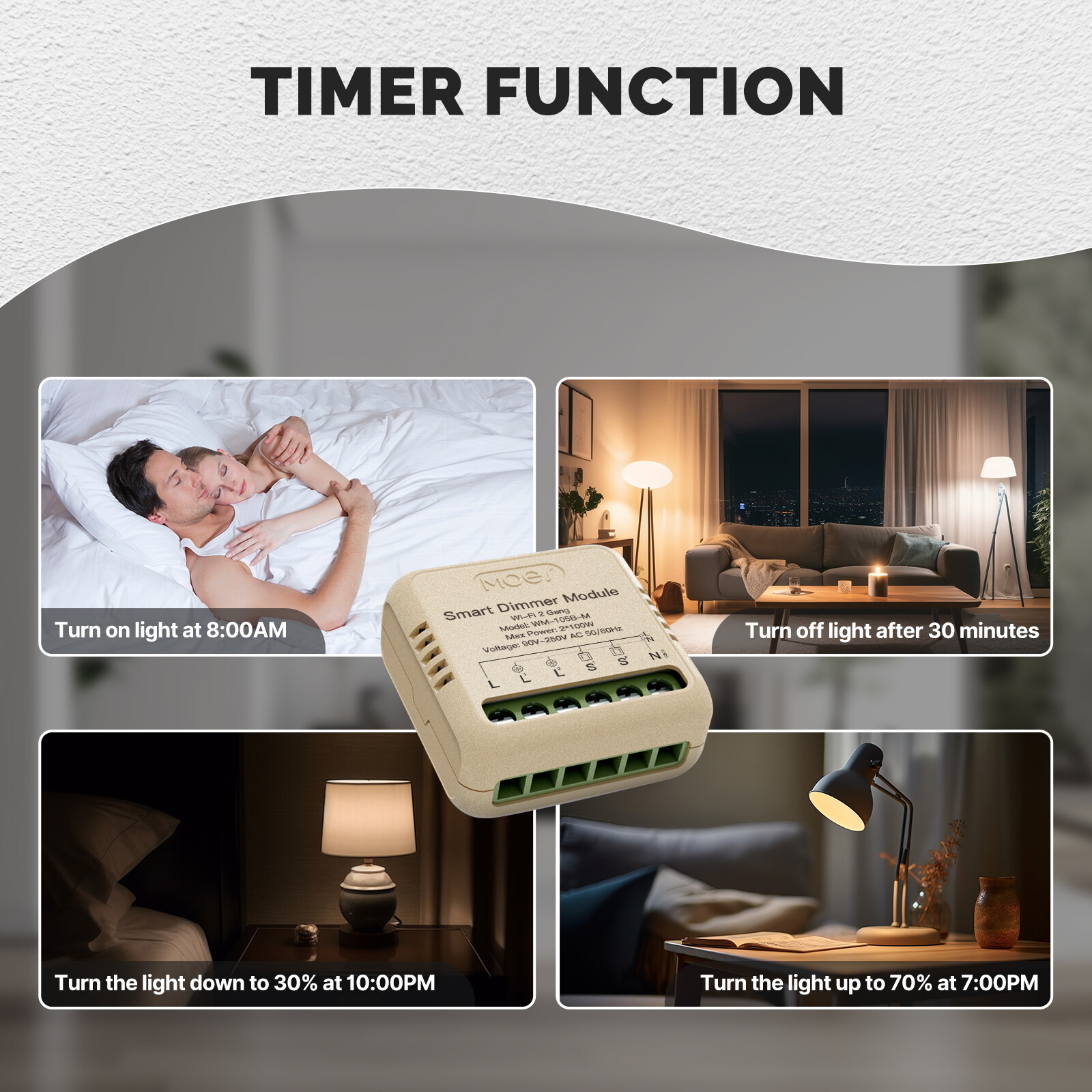 MOES WiFi Smart Mini Light Dimmer Switch Module 3-Way Alexa Google APP