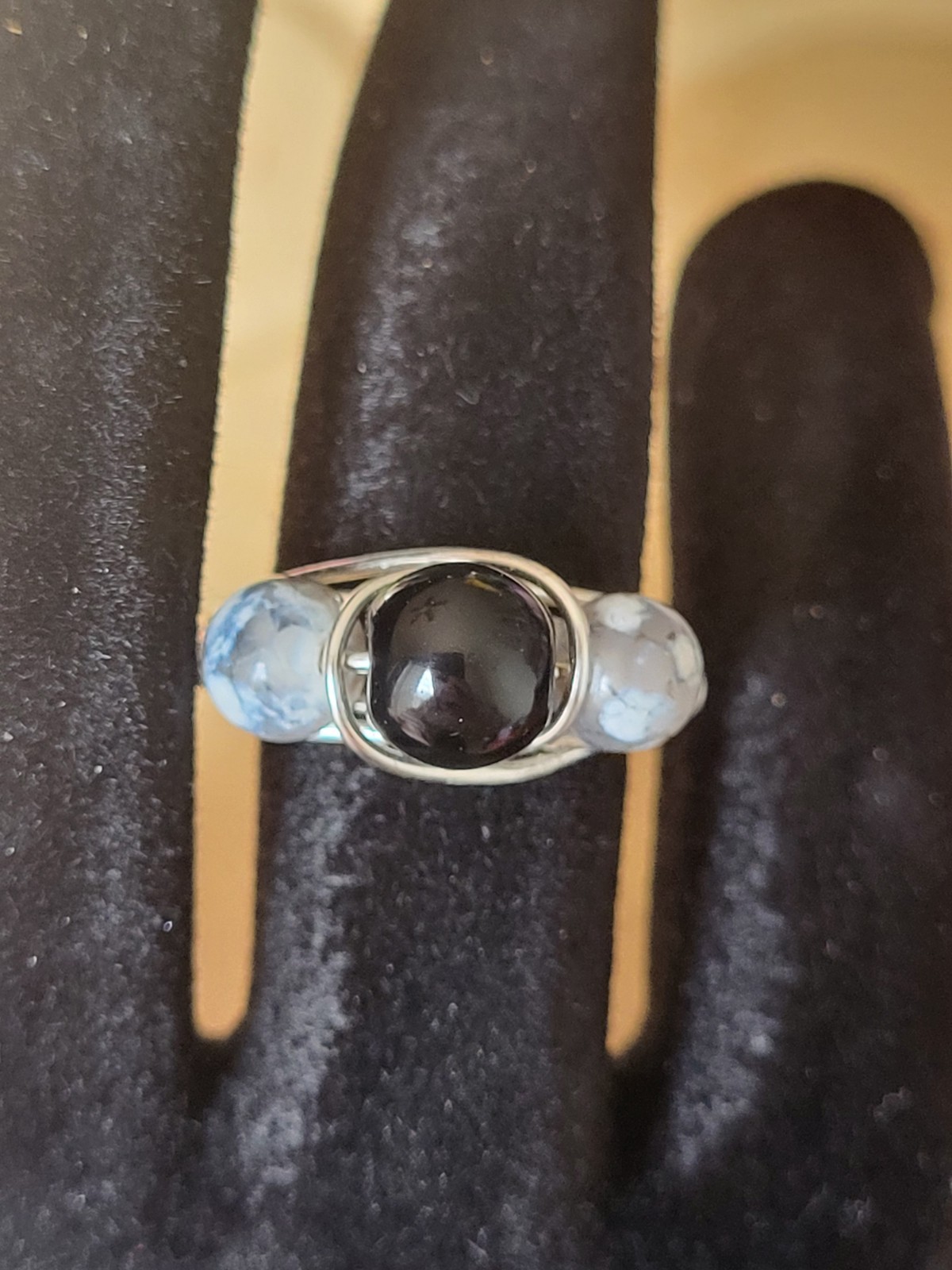3 Stone Wire Wrapped Ring With Fire Agate Beads