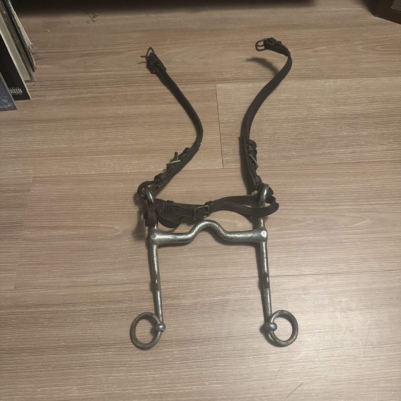Used vintage horse bit metal leather