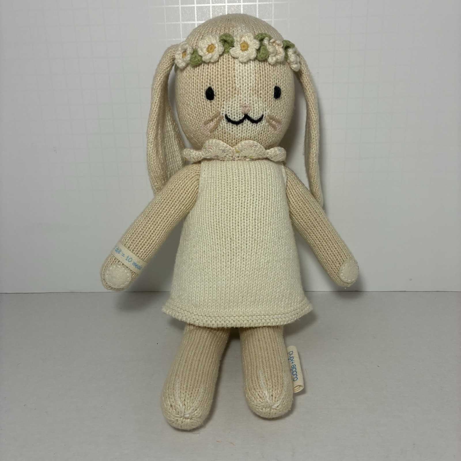 Cuddle + Kind Hannah Bunny Rabbit 13” Ivory Flower Crown Plush Stuffed Animal