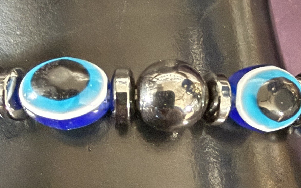 Blue & Black Glass Beads on Elastic, Costume