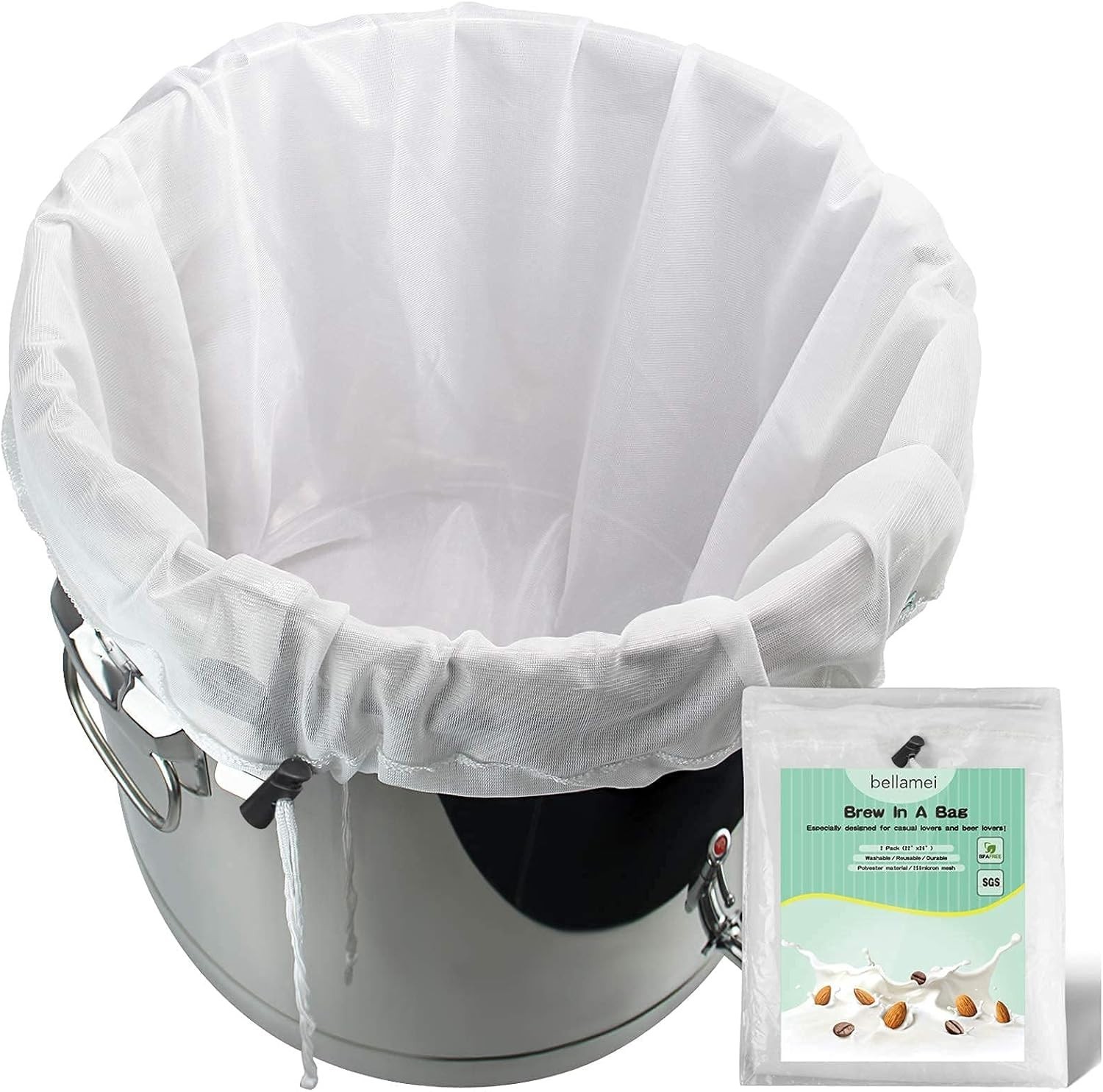 Extra Large Reusable Brew Bags 250 Micron for Cider Wine Press Straining (2