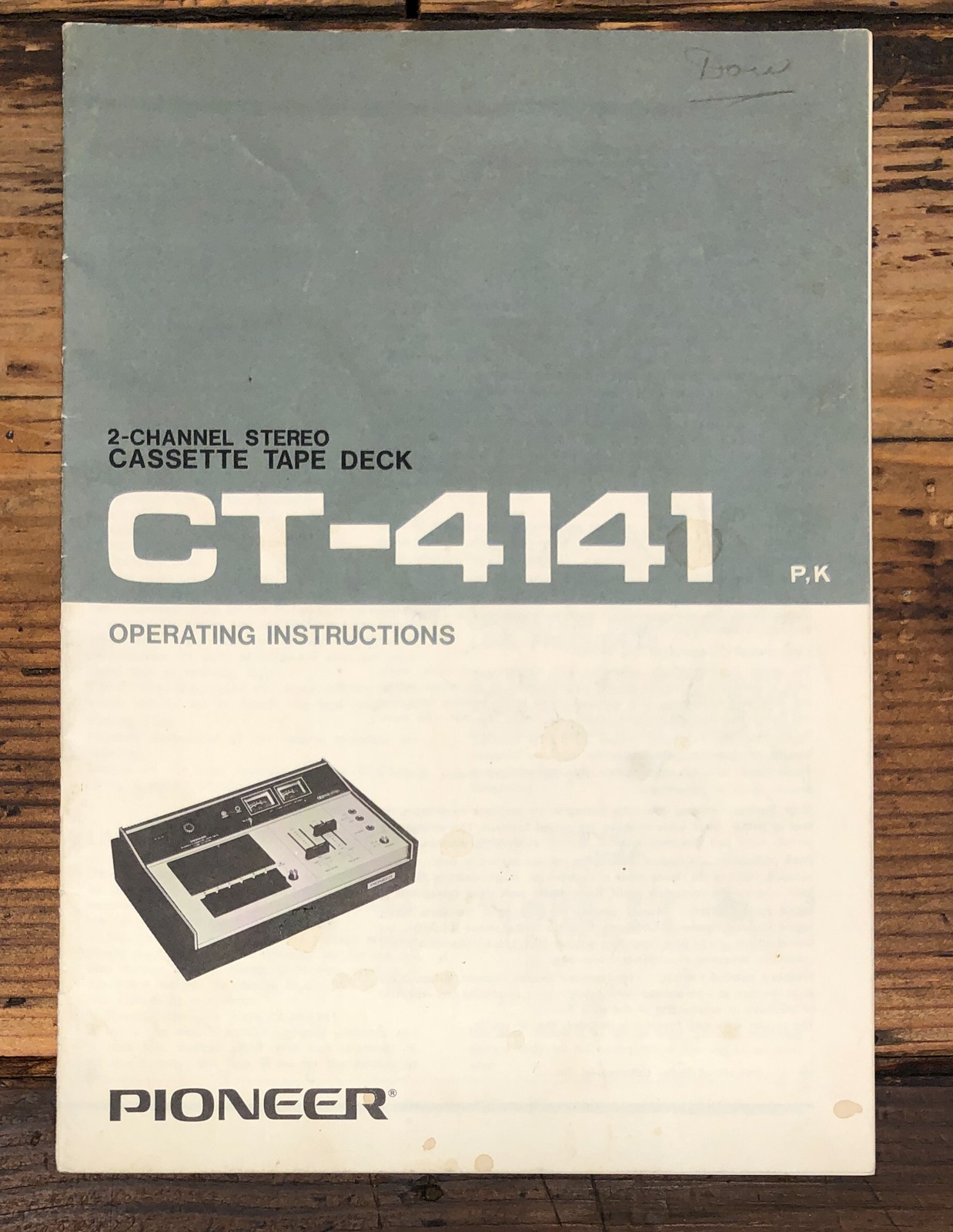 Pioneer CT-4141 Cassette Owners / User Manual *Original*