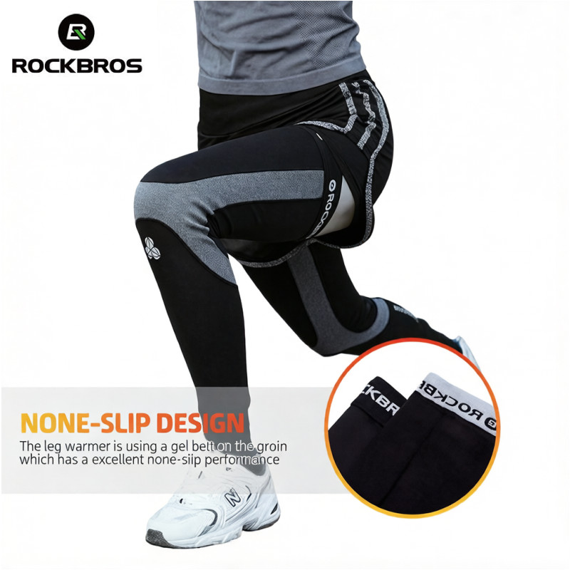 ROCKBROS Winter Cycling Leg Warmers Bike Leg Sleeves Thermal Fleece Anti-Slip