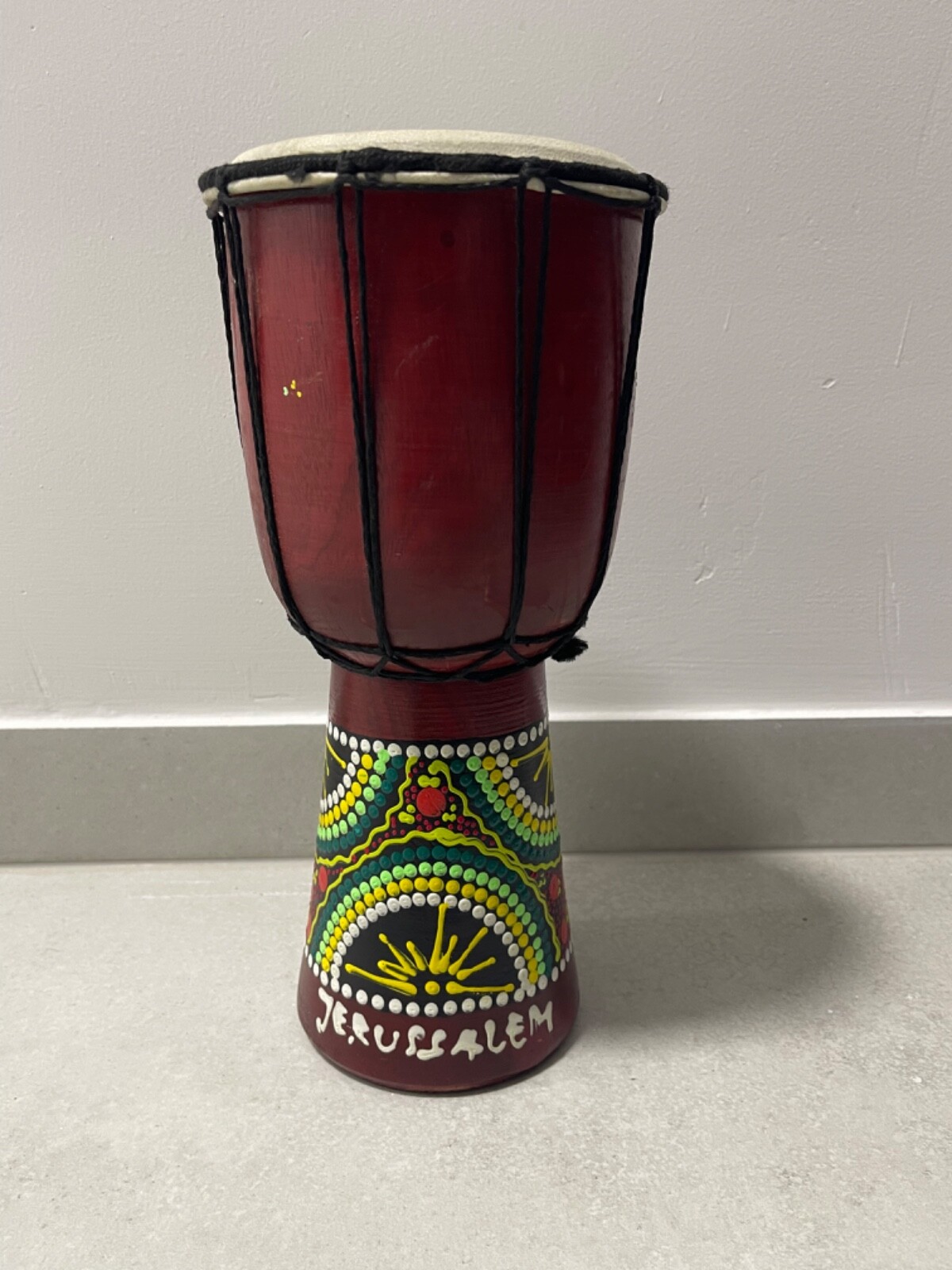 Indonesian Balinese Hand Painted Djembe asthetic decor wooden showpiece for home