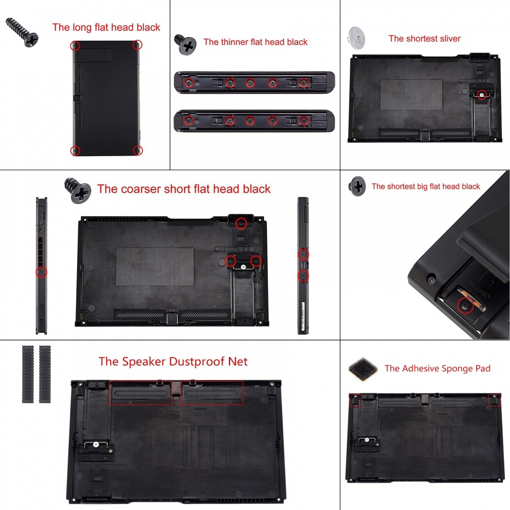 Soft Touch Black Back Plate Housing Shell for Nintendo Switch Handheld Console