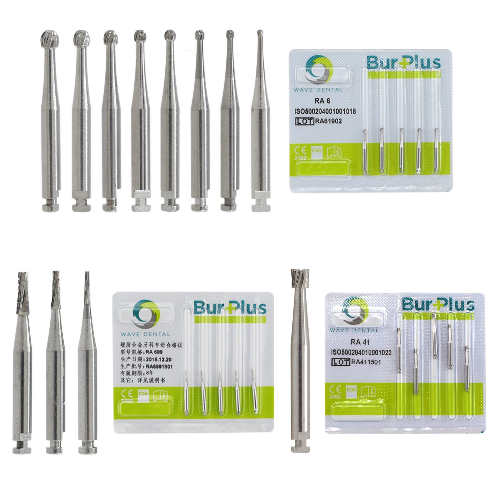 Wave Dental Carbide Burs Latch Round Burs Low Speed RA 2 4 6 8 702 Contra Angle