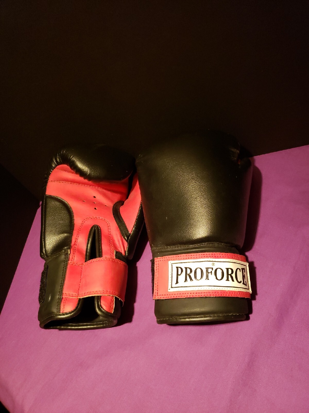 Boxing Gloves Martial Arts ProForce 8012 Black / Red Palm 12oz Ounce Adjustable