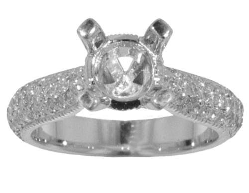 1.75 ct. TW Round Diamond Pave Engagement Semi Mount Ring in Platinum