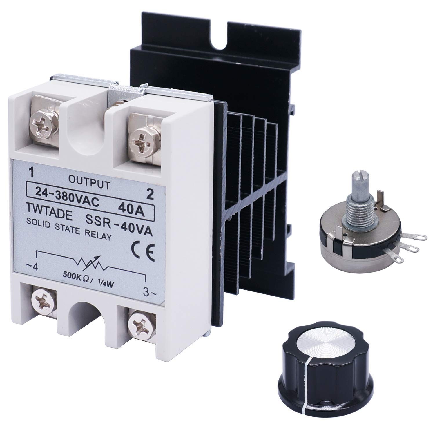 SSR-25VA 500K ohm 1/4W to 380VAC 25A Single Phase Solid State Relay Resistanc...