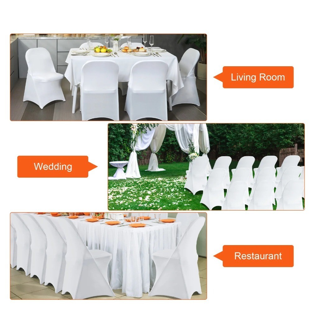 12-Piece Elastic Spandex Stretchable Folding Chair Slipcovers in White