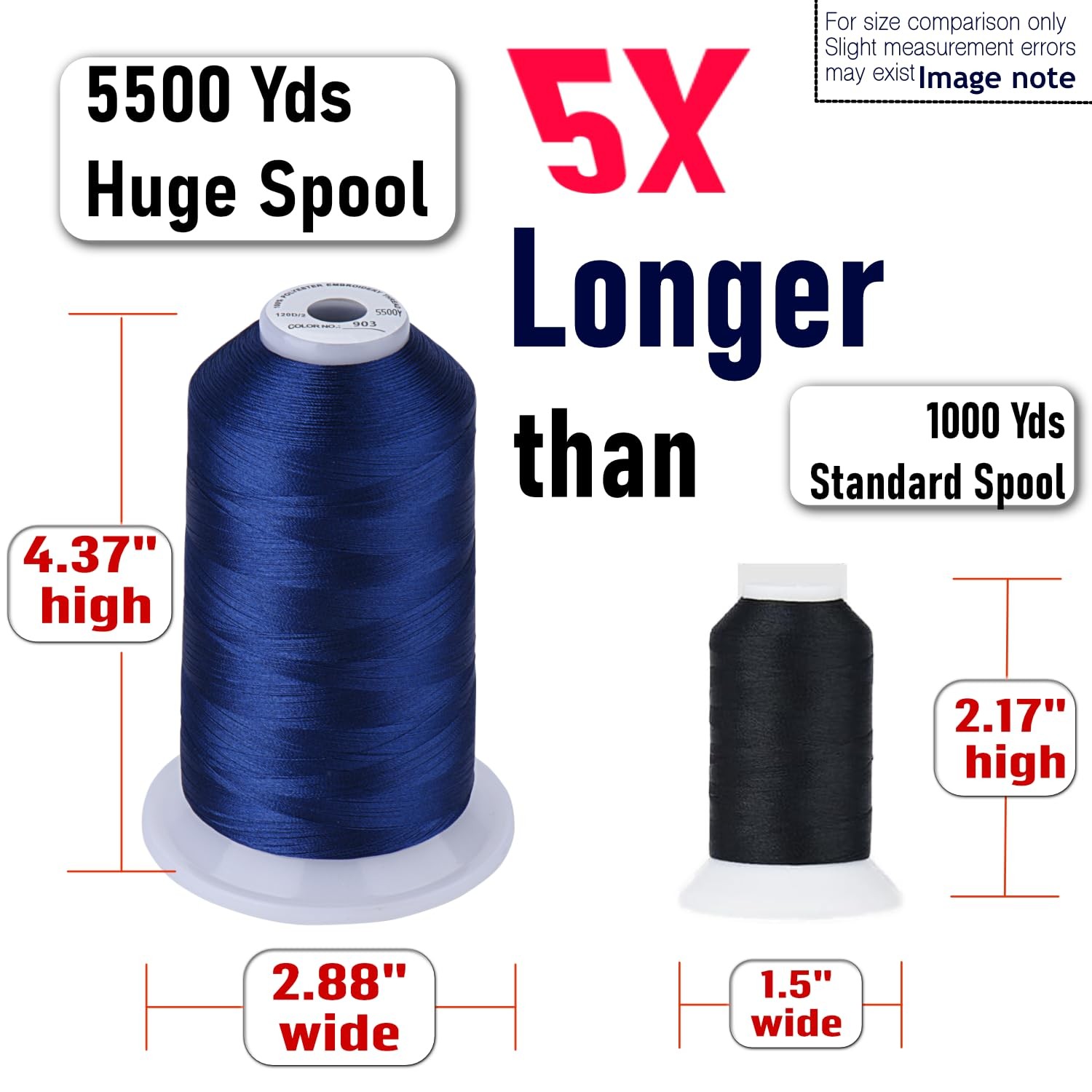 5500Yds Embroidery Thread, 5000M High-Yardage 40WT 100% Polyester Thread â€“ ...