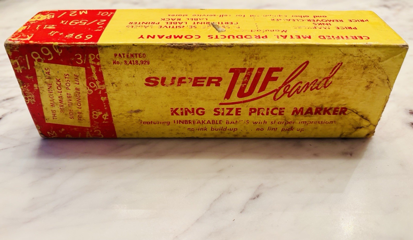 Retro Super TUF King Size Price Marker Self-Inking Stamp Patented No. 3,418,929