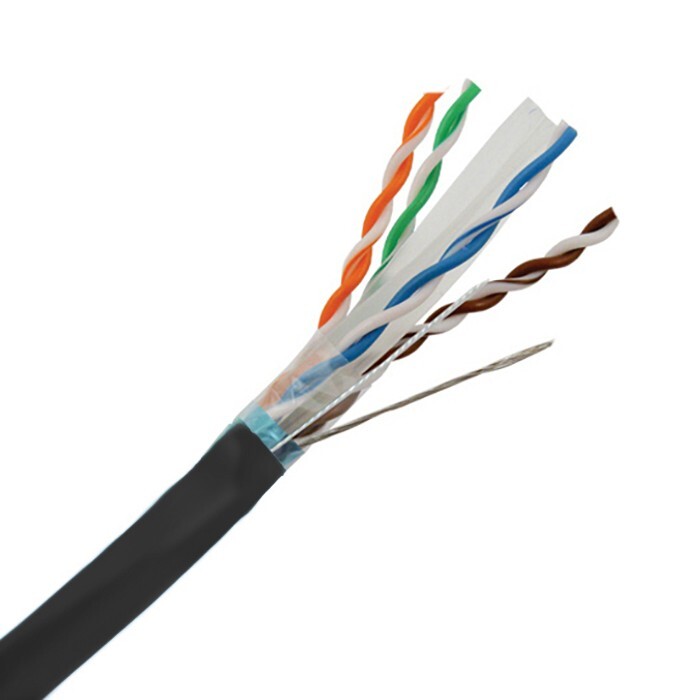 CAT6A Shielded Outdoor Direct Burial UV Cable 10G SOLID COPPER Wire Black 175FT
