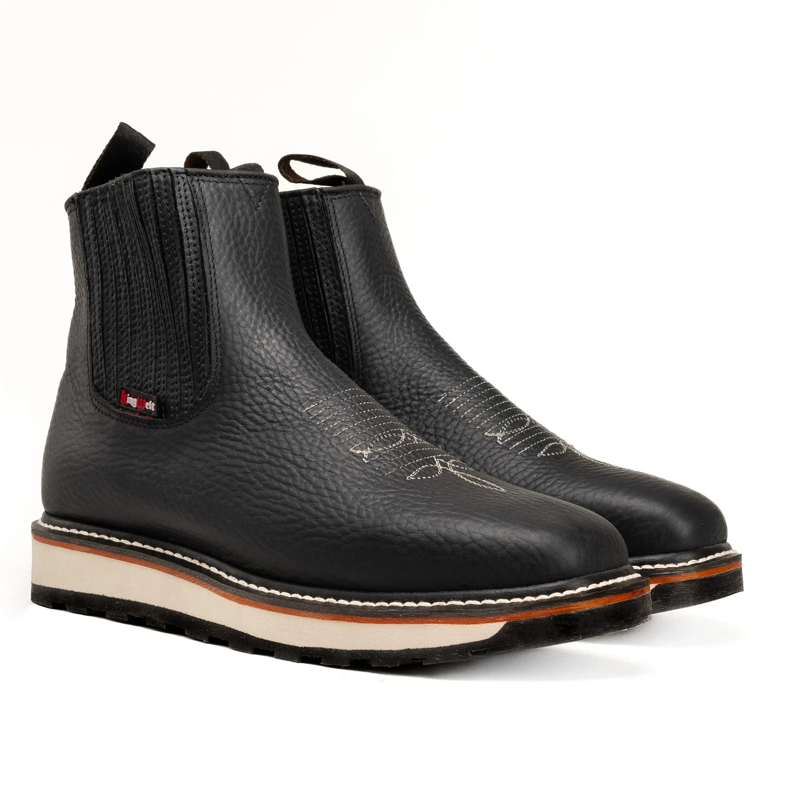 King Welt Ultra Flex Genuine Leather Double Density Short Work Boots - Black