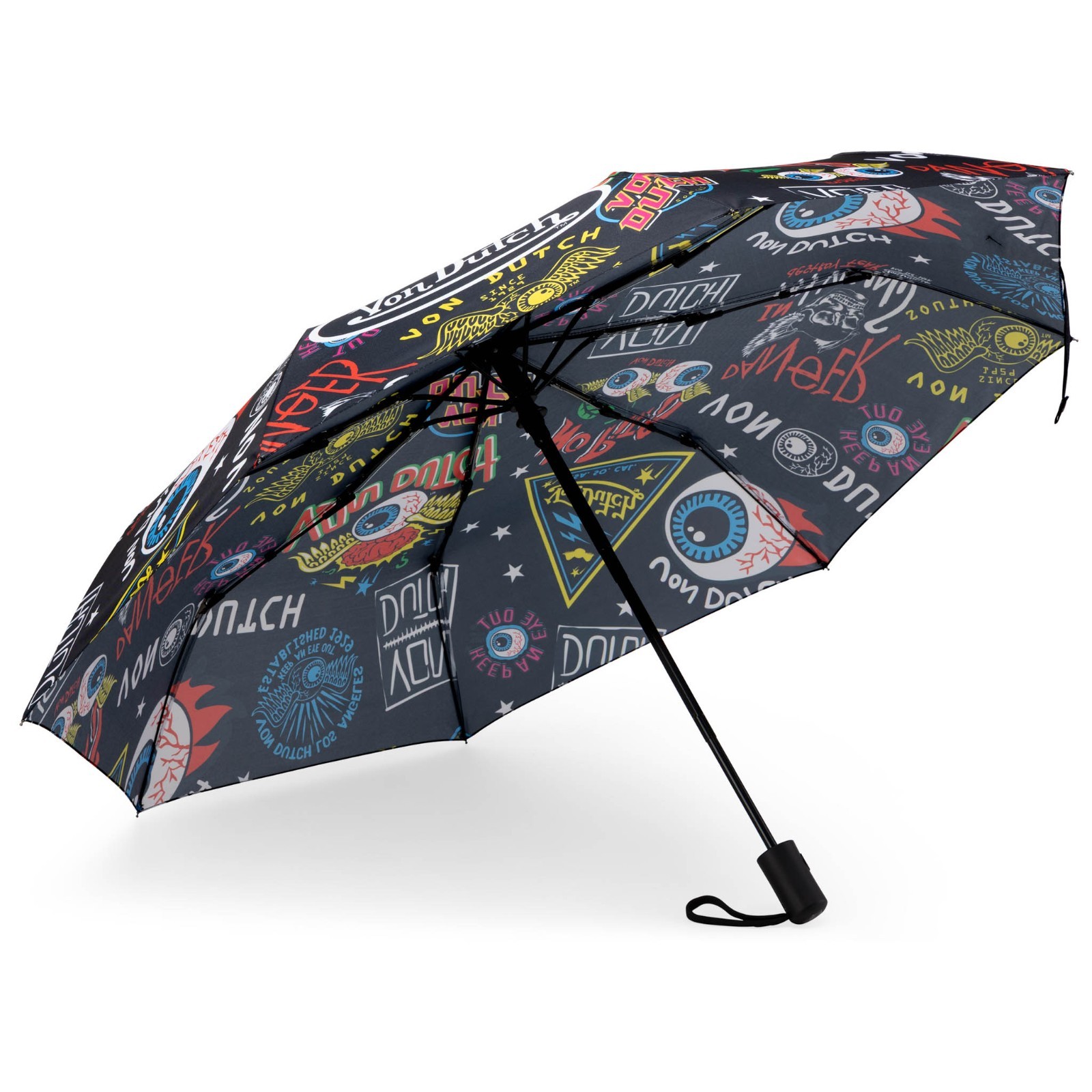 Von Dutch Jax Black Compact Automatic Umbrella, Strong & Portable