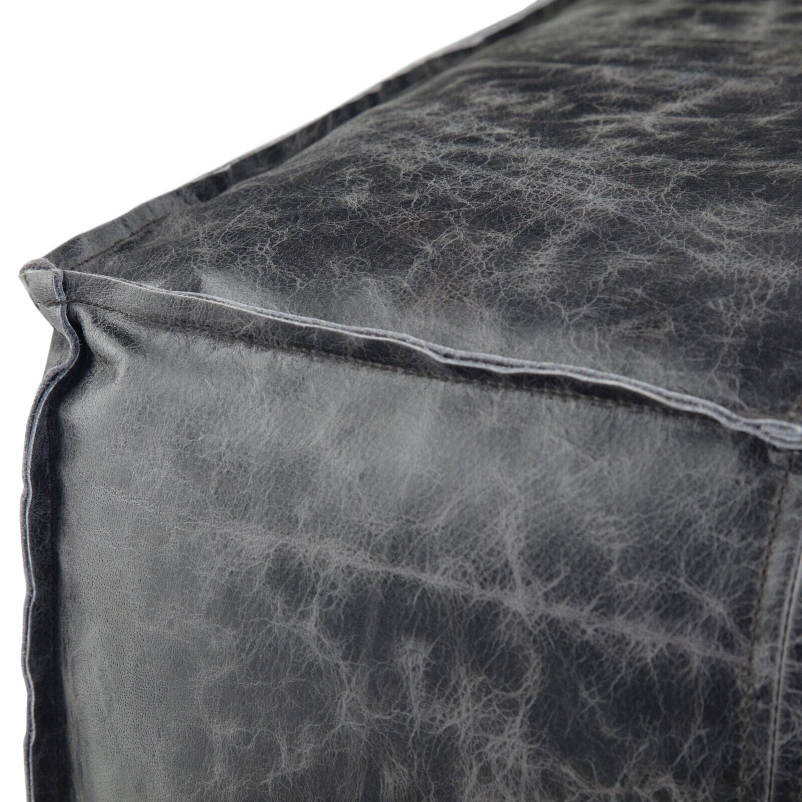 Moroccan Leather Ottoman Footstool Pouffe Boho Genuine Unstuffed Square 20'' New