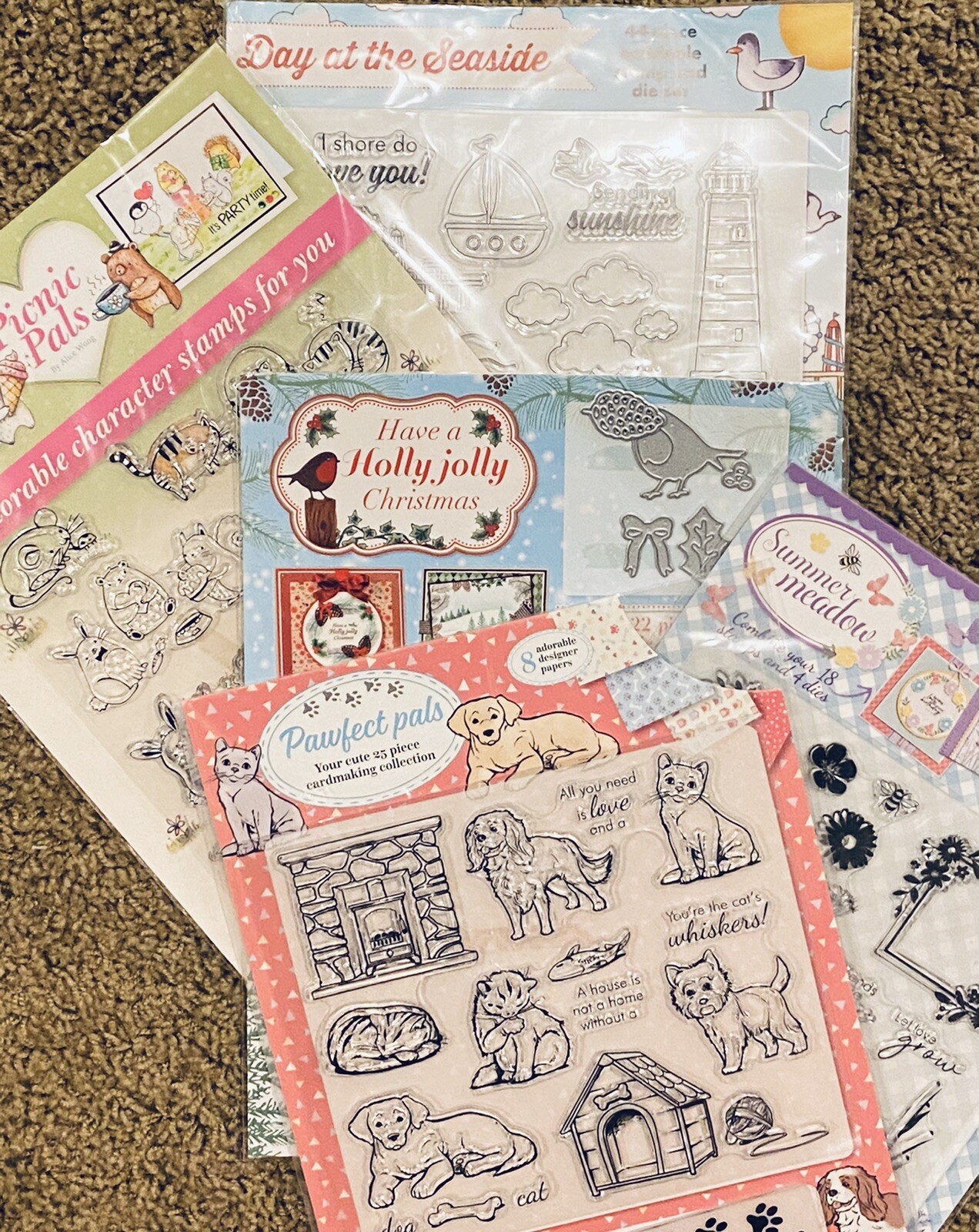 Rubber Stamp Sets Assorted See Pics Holly Jolly NEW 5 Pc Set