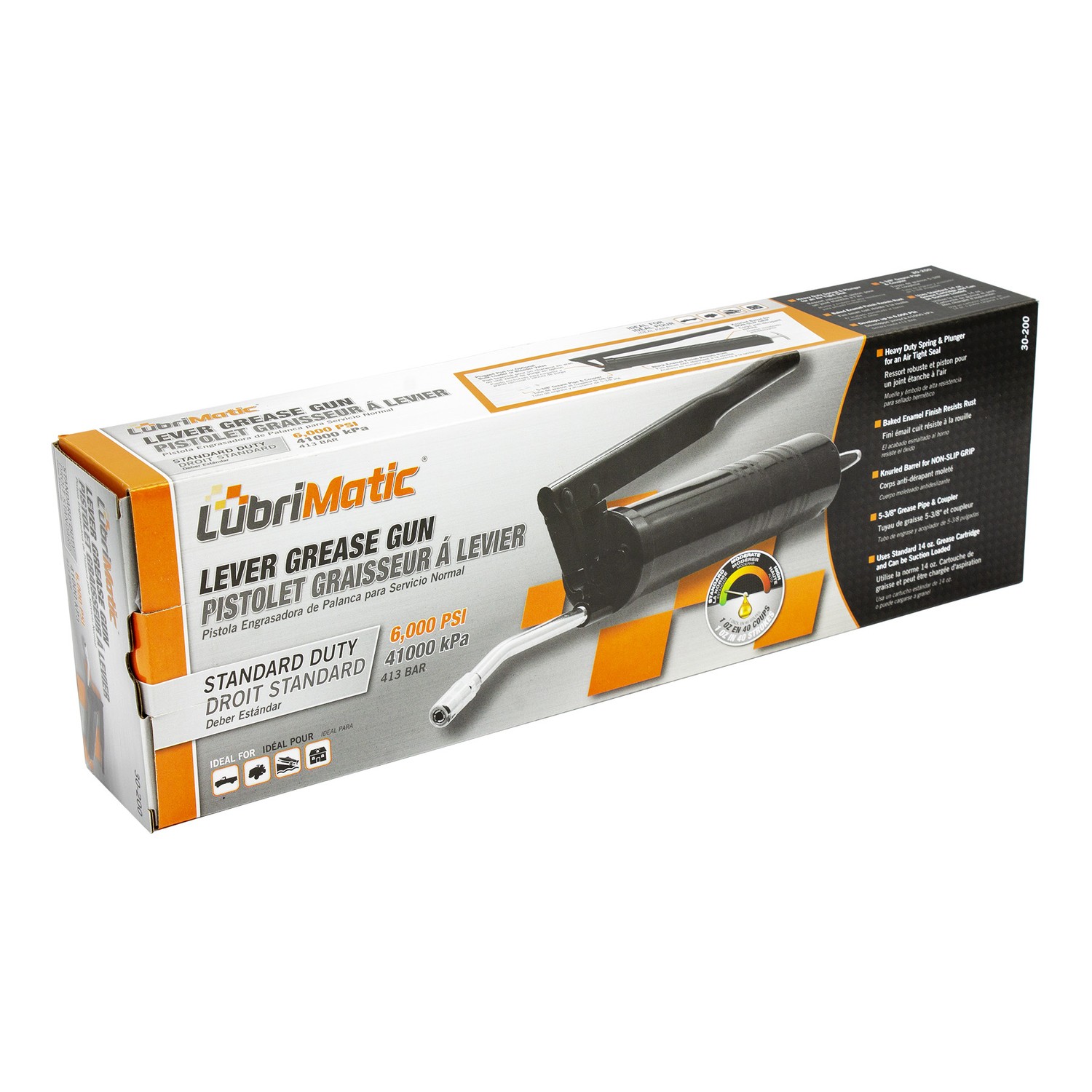 LubriMatic 30-200 6000 PSI Steel Rigid Pipe Manual Grease Gun 14 oz. Capacity