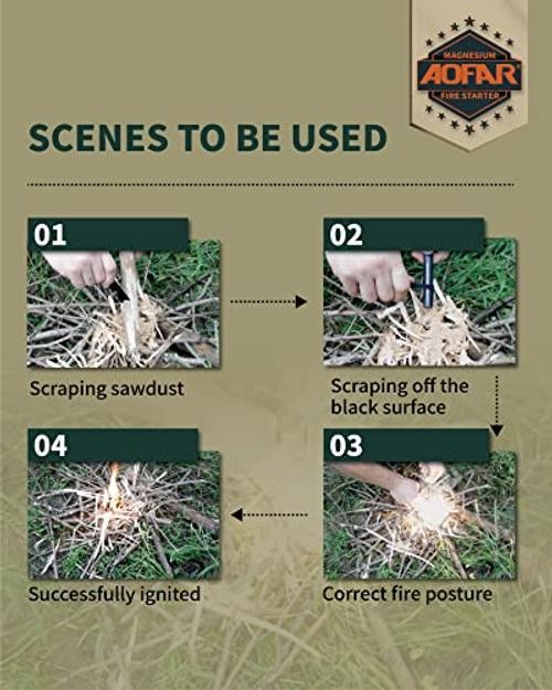 Fire Starter, AF-376 Ferrocerium (Ferro) Rods, Fire Starter Kit with Two