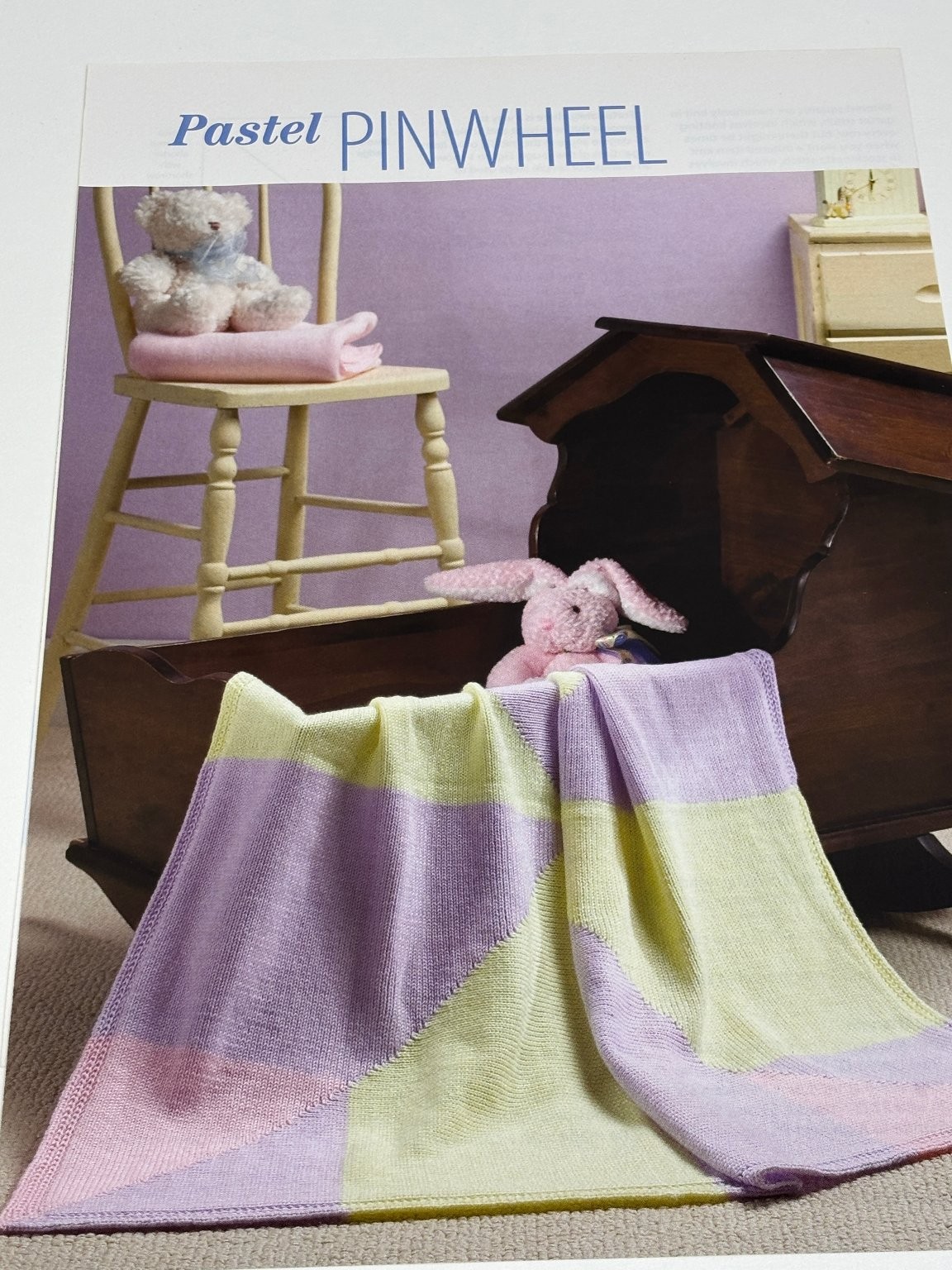Pastel Pinwheel Baby Throw Knitting Pattern Pages from Magazine