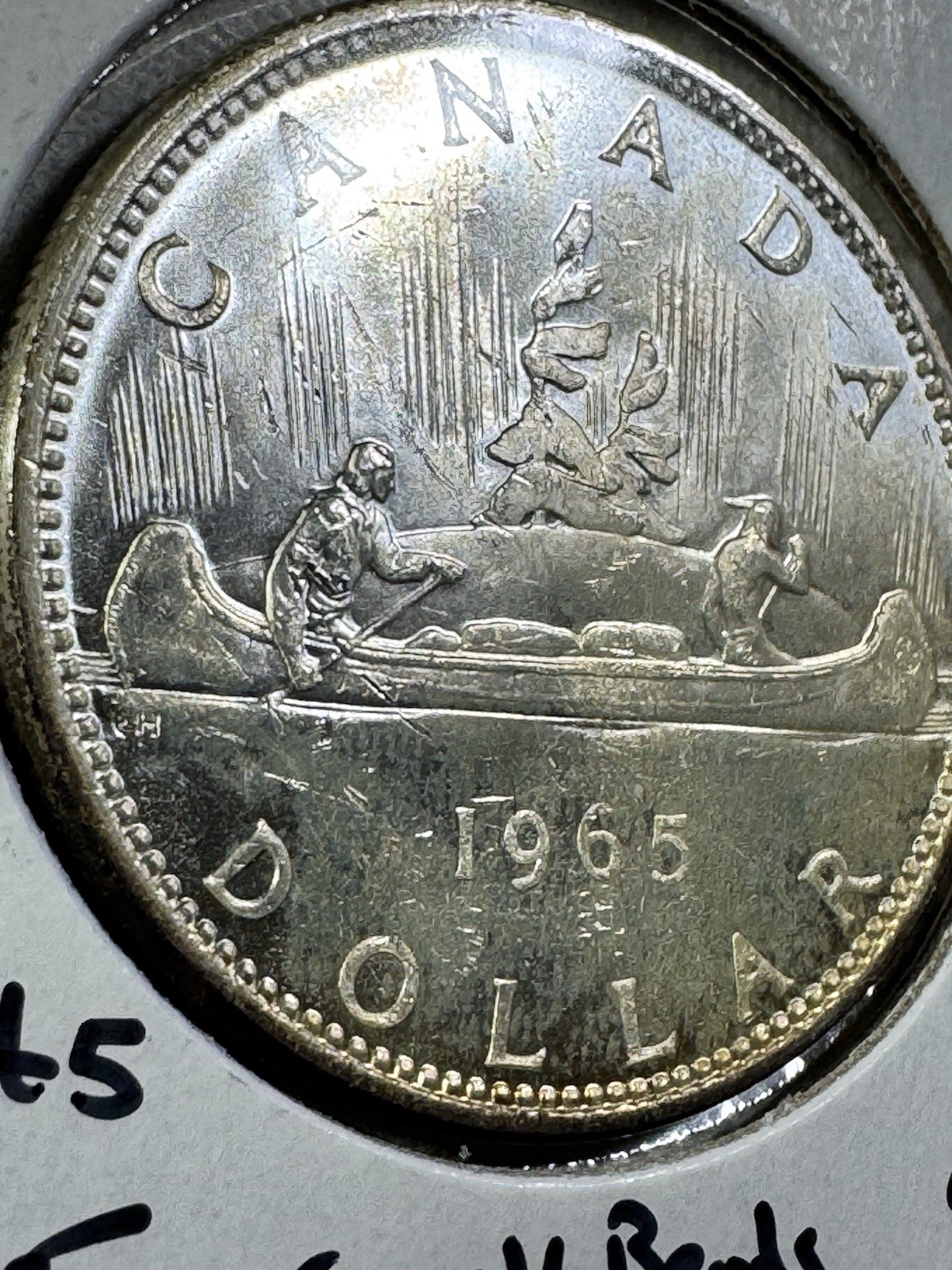 1965 Canada $1 Silver Coin Blunt 5 Small Beads