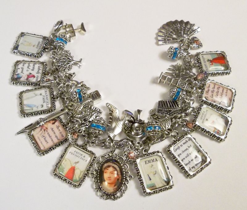 Jane Austen Books Inspired Charm Bracelet Emma Sense Sensibility Pride Prejudice