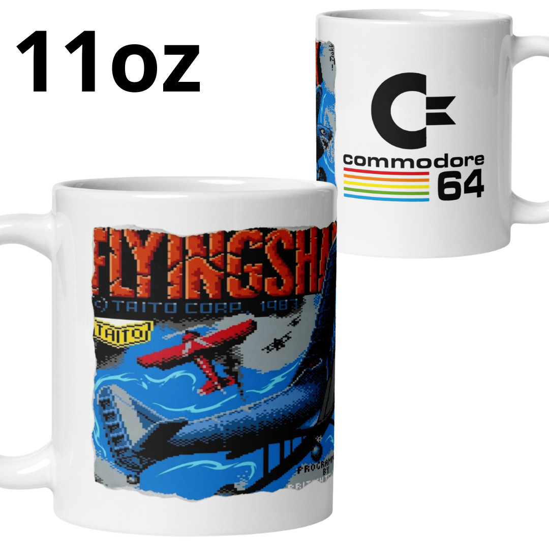 Retro Flying Shark Commodore 64 Ceramic Mug 11oz - C64 Nostalgia Vintage Gaming