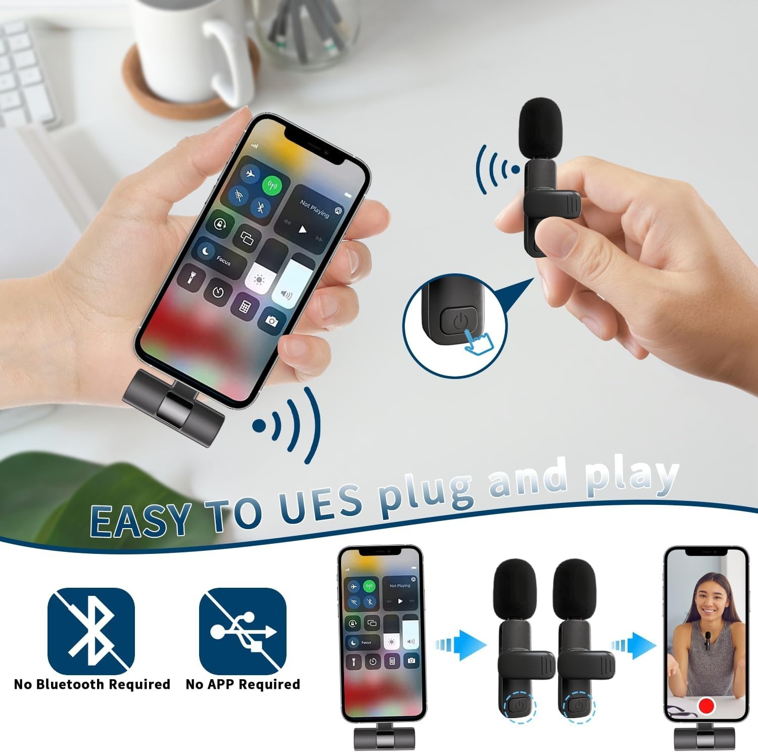 Omnidirectional Clip-On Microphone - Ideal for Vlogging and Live Streaming