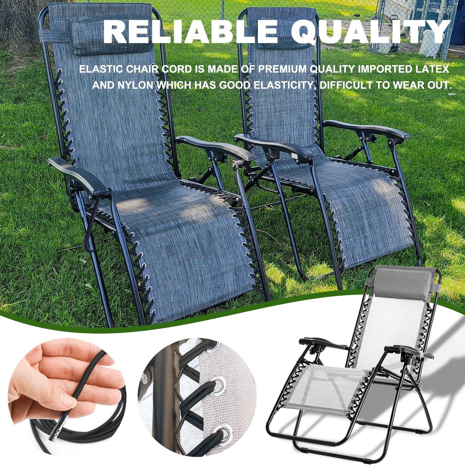 12 Cords Zero Chair Cord, Antigravity Chair ,Universal Repair Cord Kit for Re...