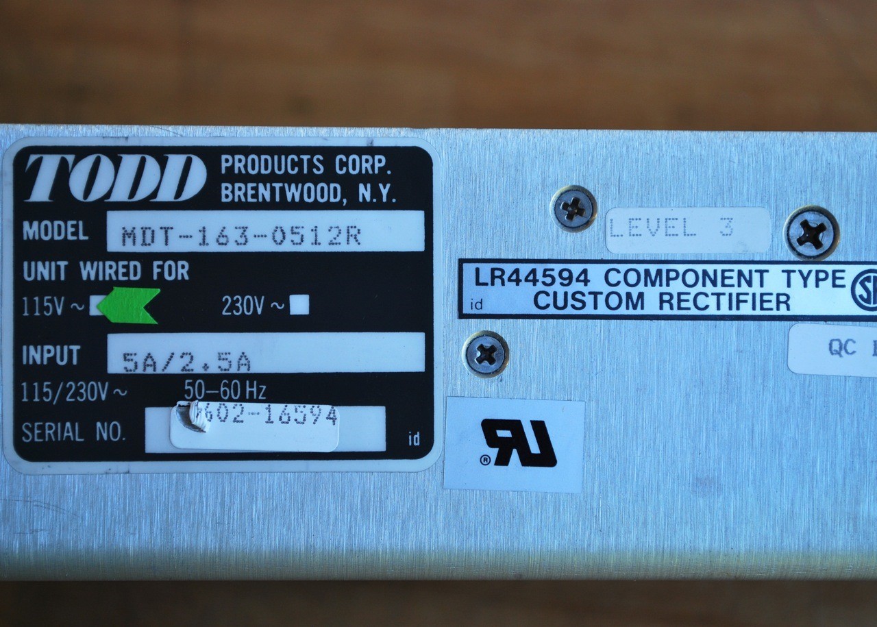 TODD LR44594 Component Type Custom Rectifier, Model MDT-163-0512R - NEW