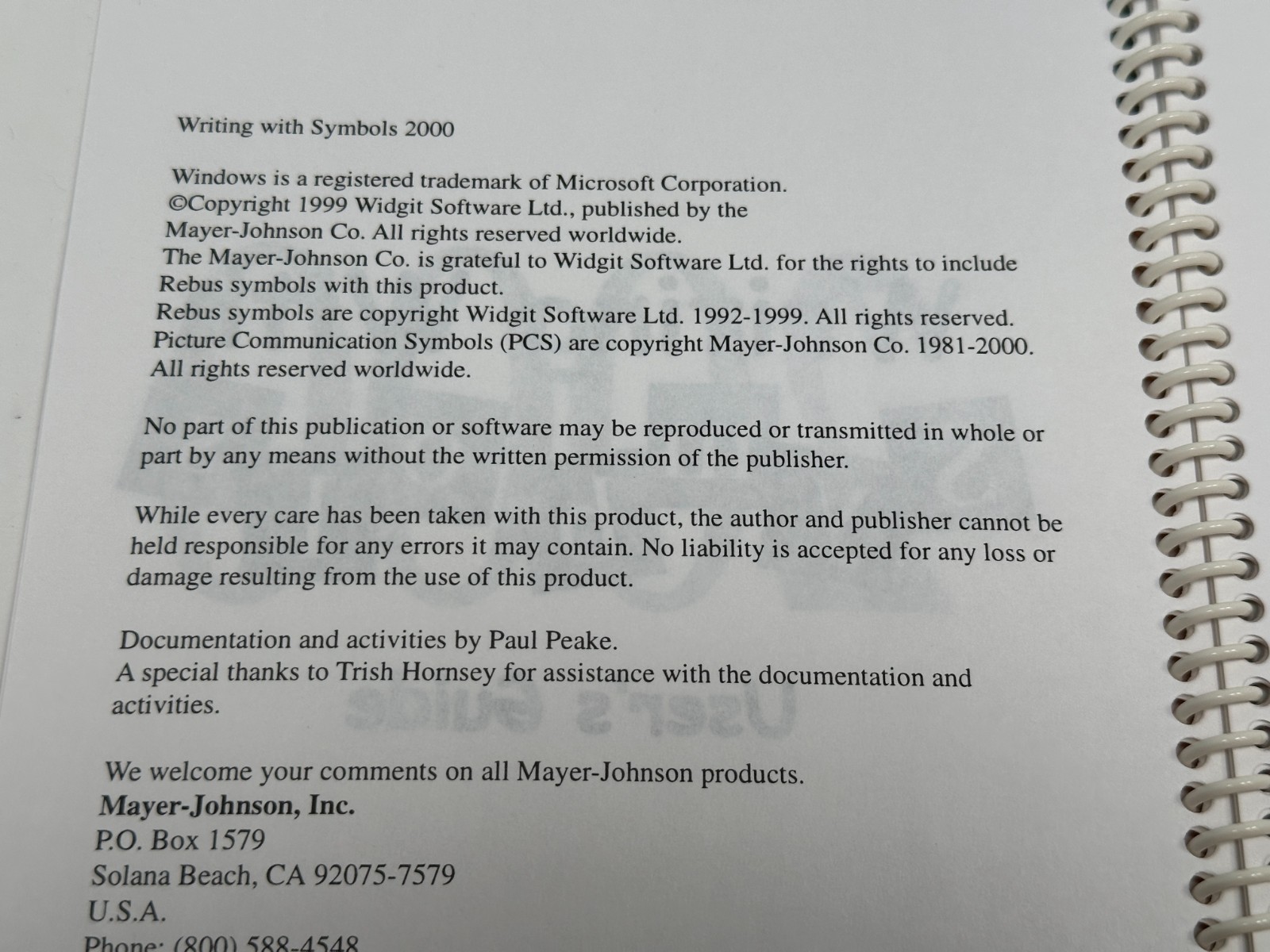 Computer Software Widgit Windows PC Disc Mayer Johnson Writing With Symbols CD
