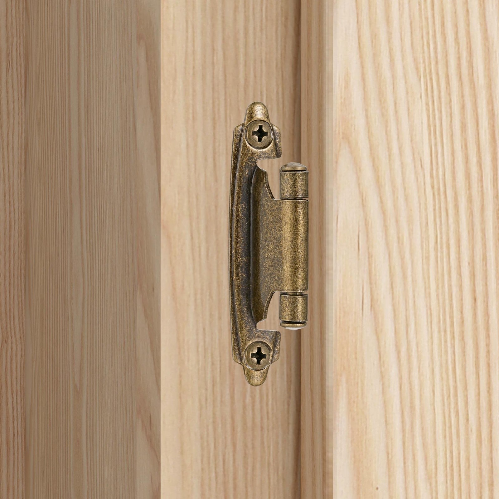 10-Pack 5 Pair Antique Brass 1/2" Overlay Self Closing Cabinet Hinges Semi