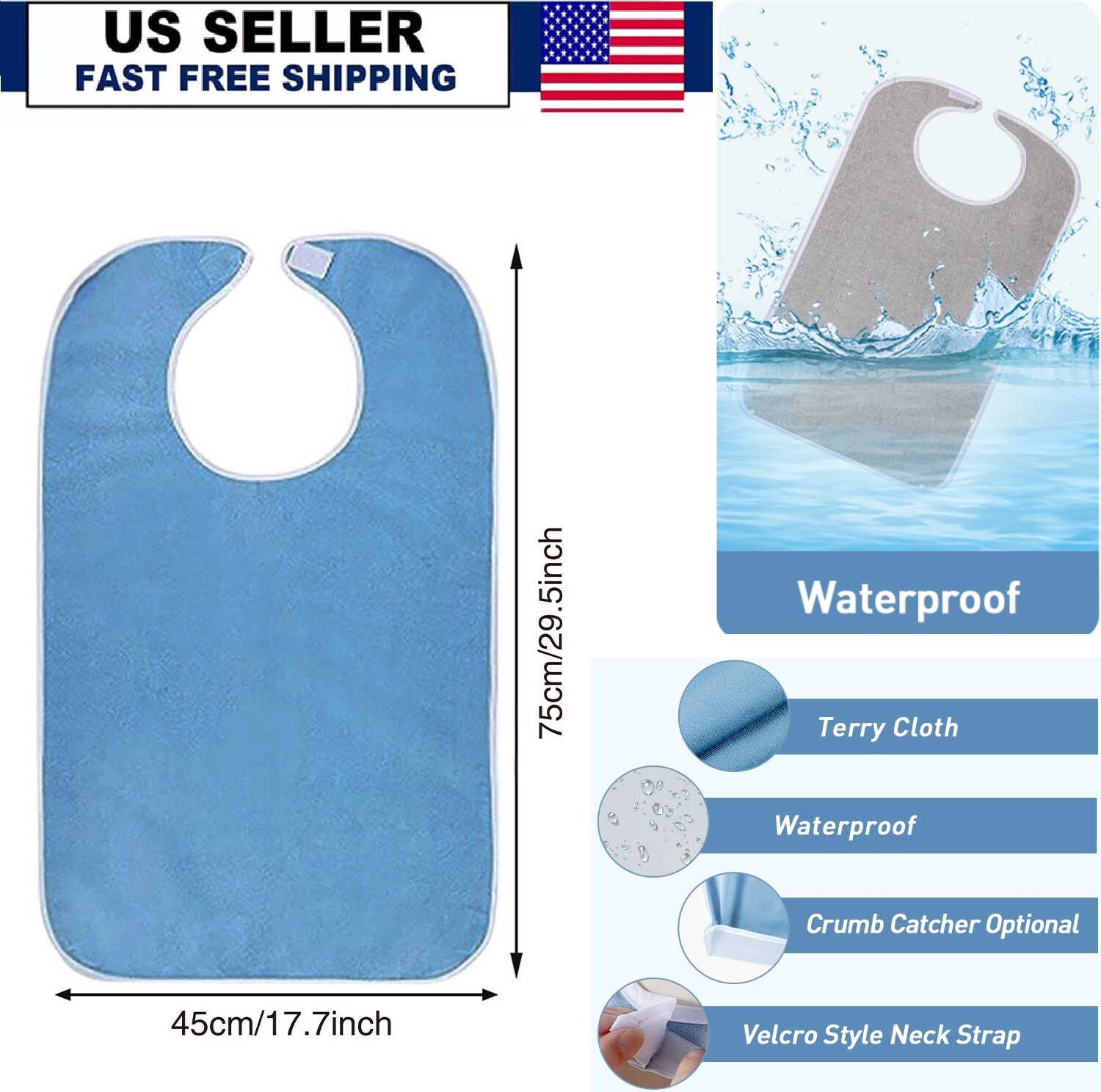 Washable Adult Bibs for Eating Clothing Protectors Easy to Clean & Crumb Catcher