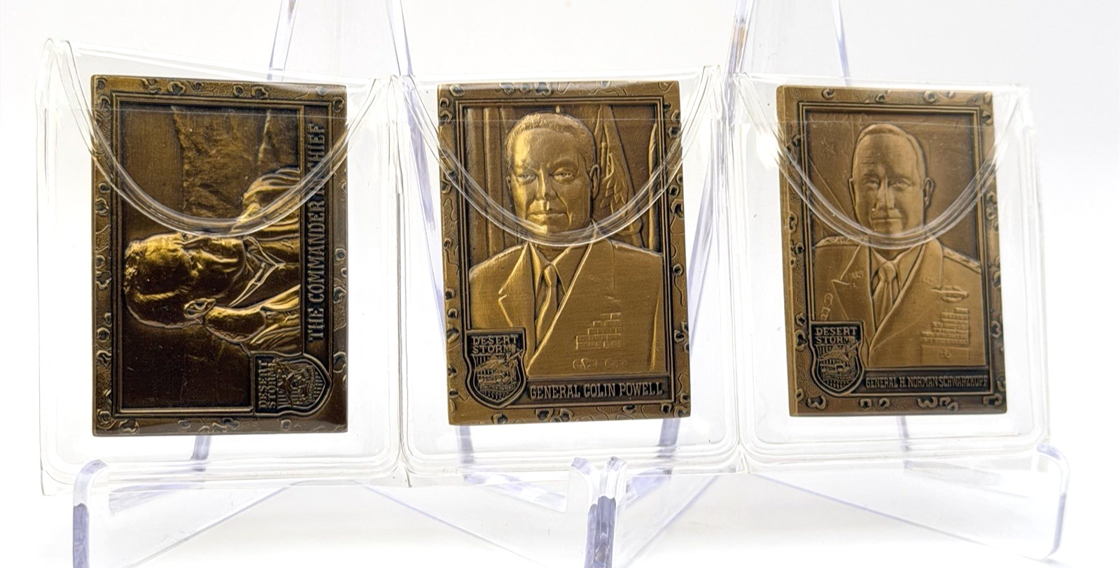 Rare 1991 Topps Desert Storm Bronze Set 3 George Bush & Gen Powell & Schwarzkopf