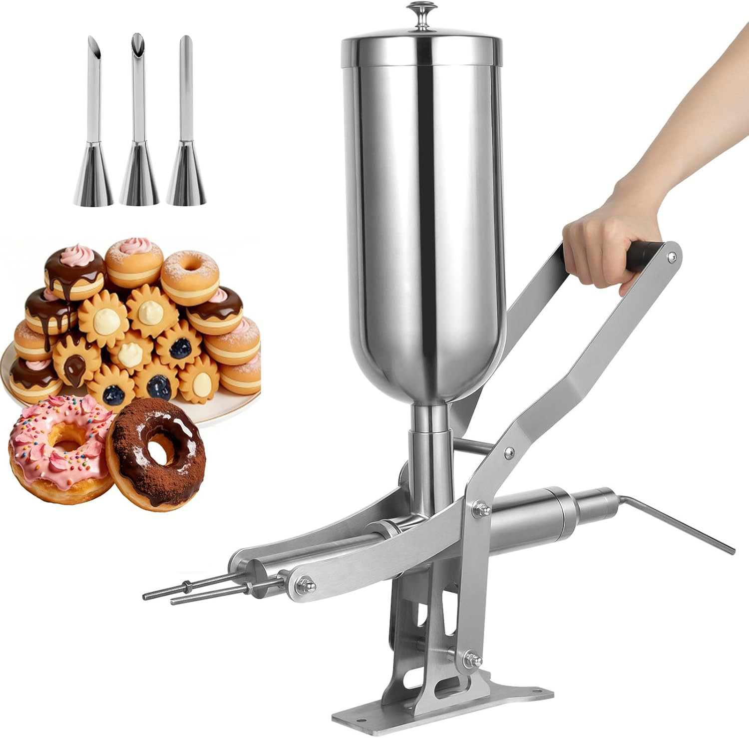 5.28QT /5L Donut Machine, Churro Jam Filling Machine, 304 Stainless Steel 248°F