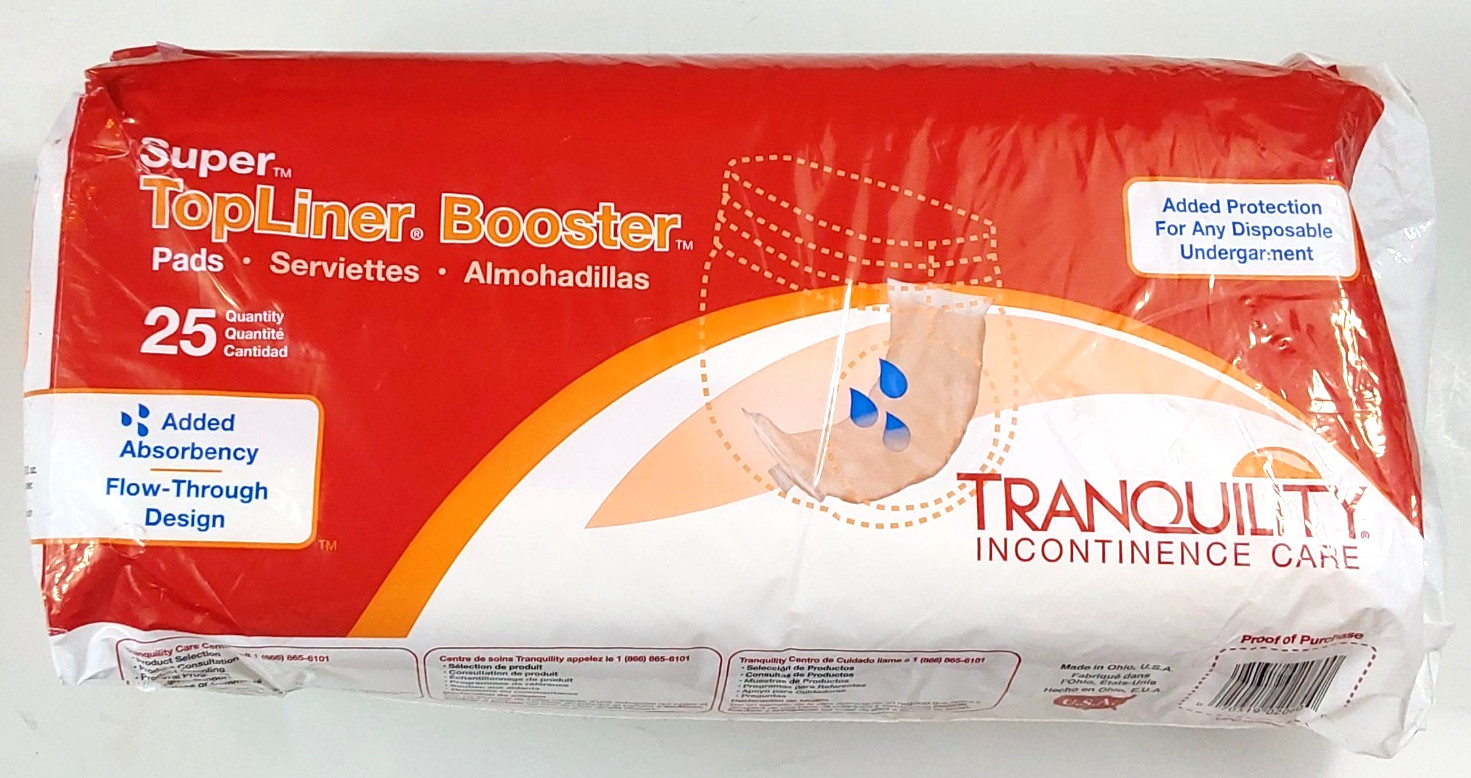 Tranquility Super Topliner Booster Pad 41/4 X 15 Inch Flowthrough Pad 25 Ct New