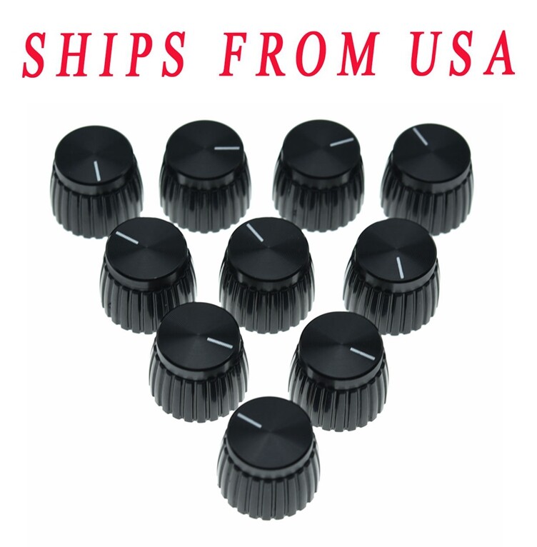 10x Guitar Amplifier-Knobs-Black-w-Black-Cap-Push-on-fit-Marshall-Amplifier