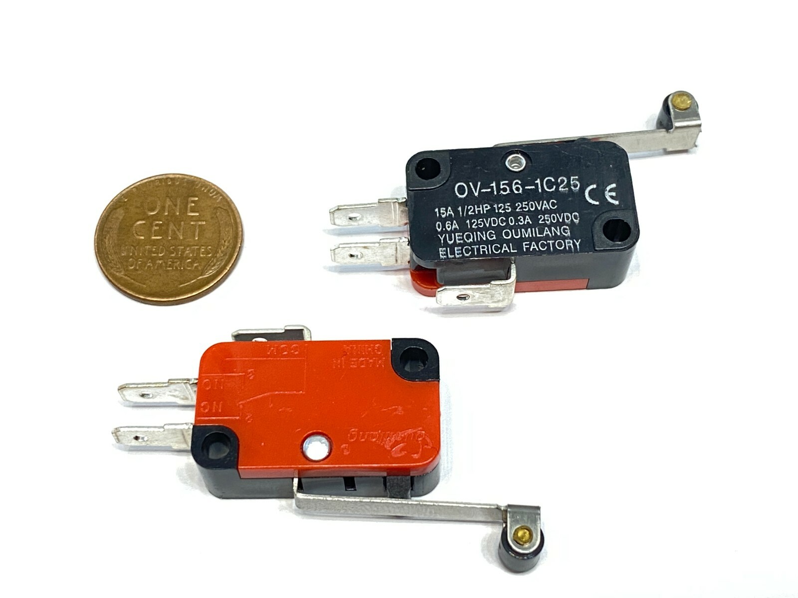 2 x HV-156-1C25 MICRO Switch Industrial Control Roller Lever Arm Micro Limit