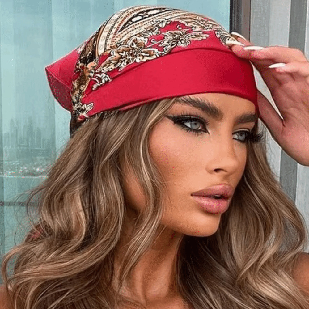 Soft Satin Scarf Hijab Floral Print Hair Bandana Square Silk Scarf  Daily