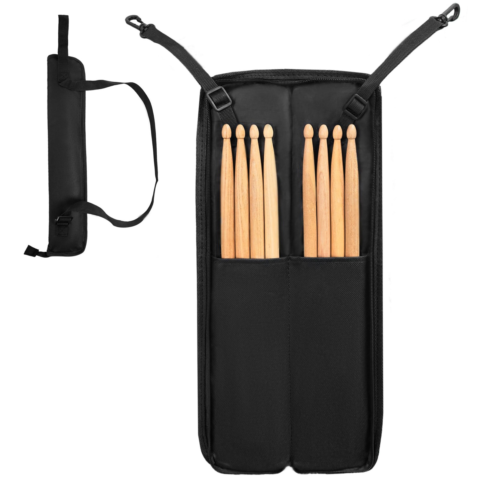 Drumstick Bag, Small Drumstick Storage Case, Hanging Drumstick Rack Bag Black
