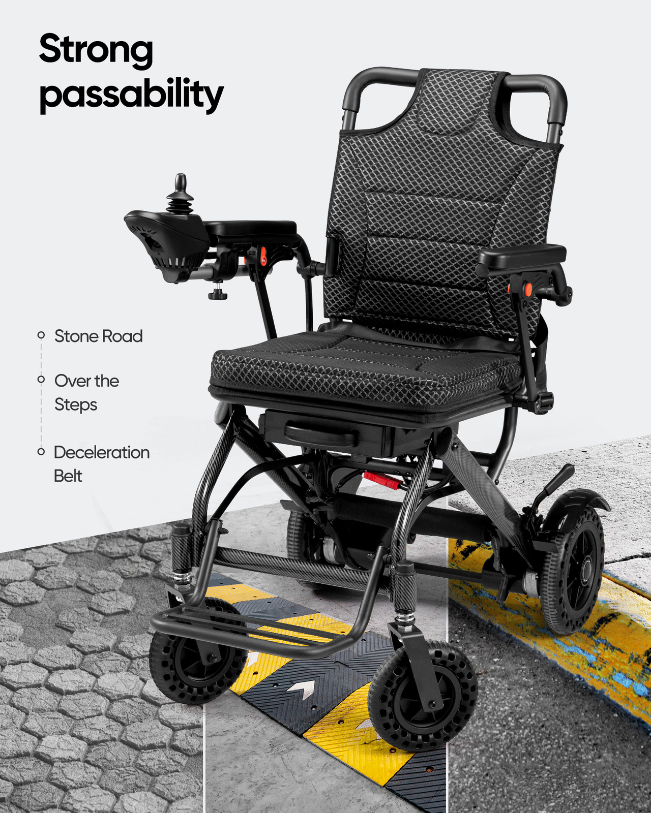 Lightweight 38Lb Foldable Electric Wheelchair Intelligent 300Lb All Terrain FDA