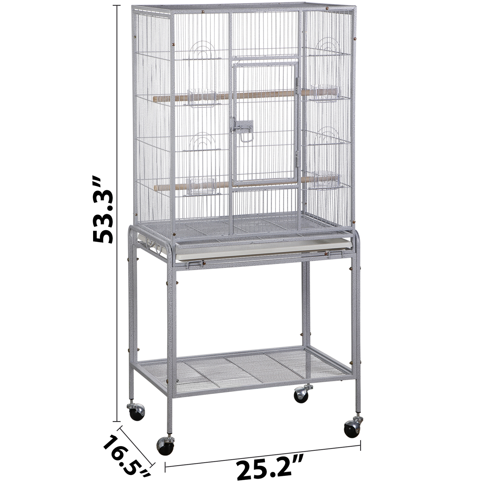 53'' Flight Bird Cage for Parakeets Parrots Wrought Iron Detachable Cage White