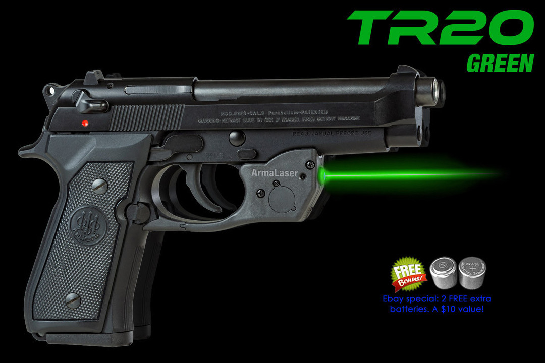 ArmaLaser TR20GS TR20-G Green Laser Beretta® 92 96 92FS 96FS M9 M92FS w/o a rail