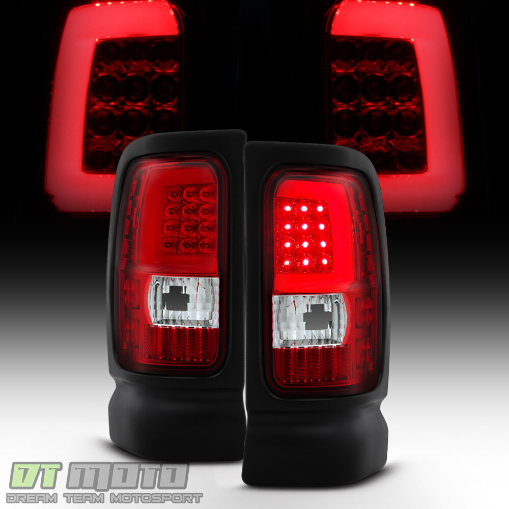 1994-2001 Dodge Ram 1500 94-02 2500 3500 Red Clear LED Tube Tail Lights Lamps
