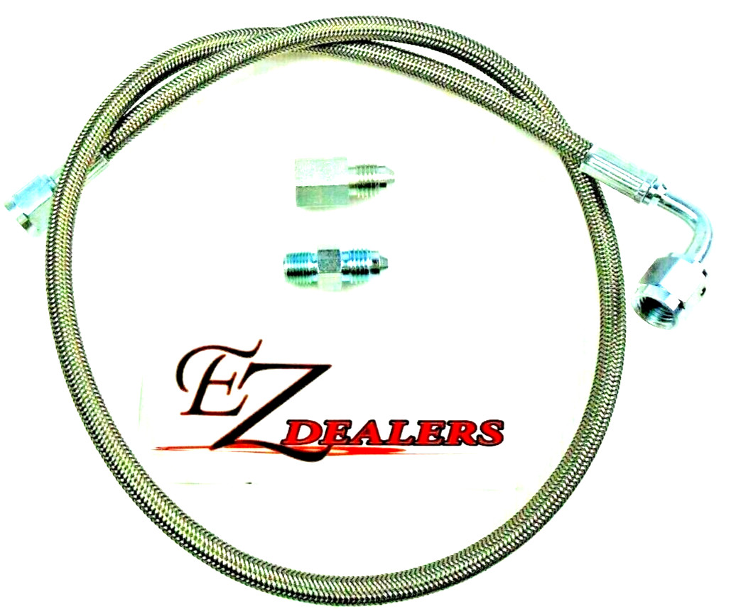 30" Braided Line Gauge Line Kit Str. x 90 Degree Oil Fuel Pressure 1/8" NPT 4AN