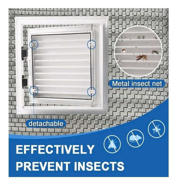 12 x 12 inch - Gable Vent with Push-Button Switch- Access Panel with Vent White